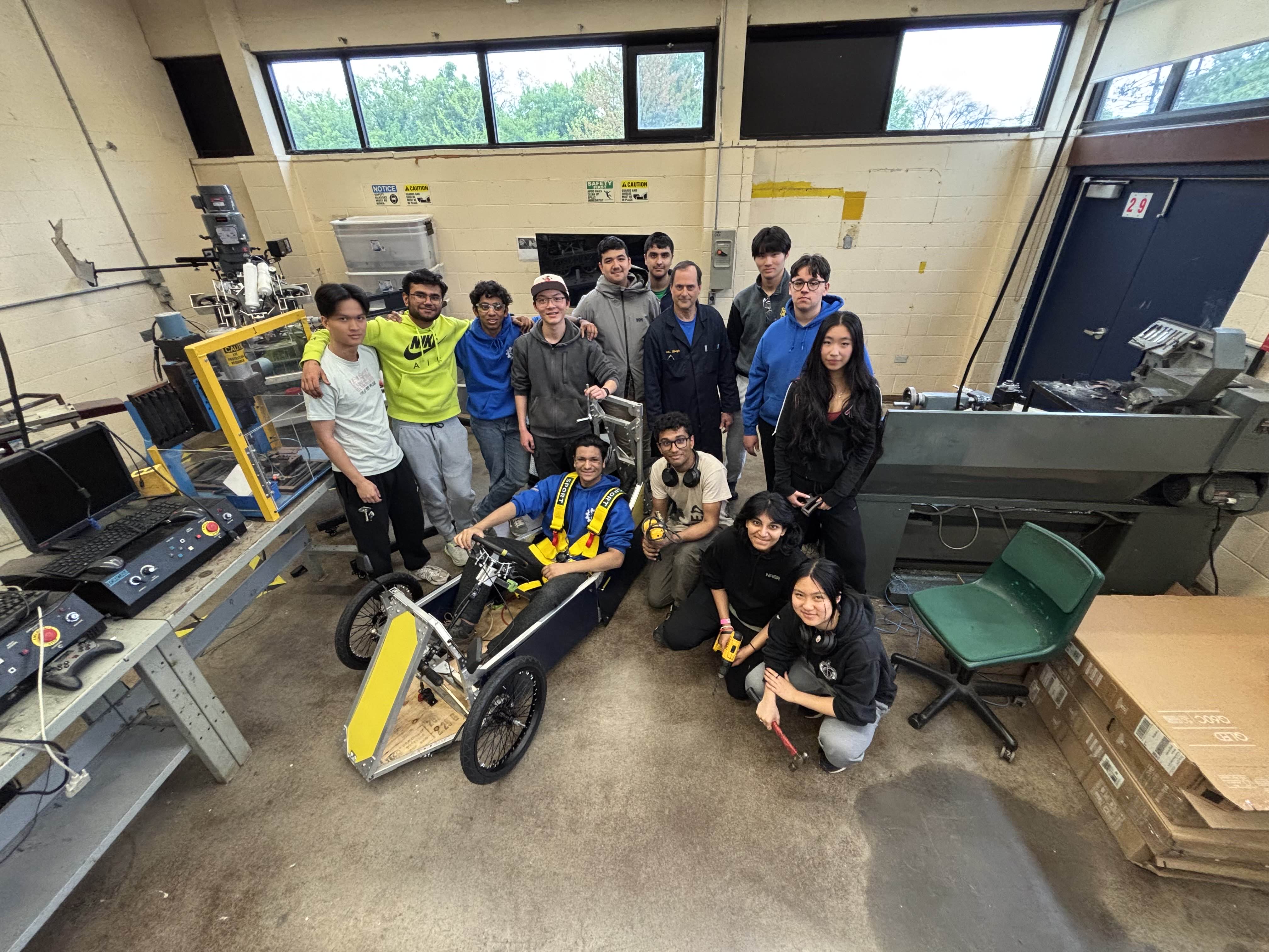 Team working on Electrathon car design